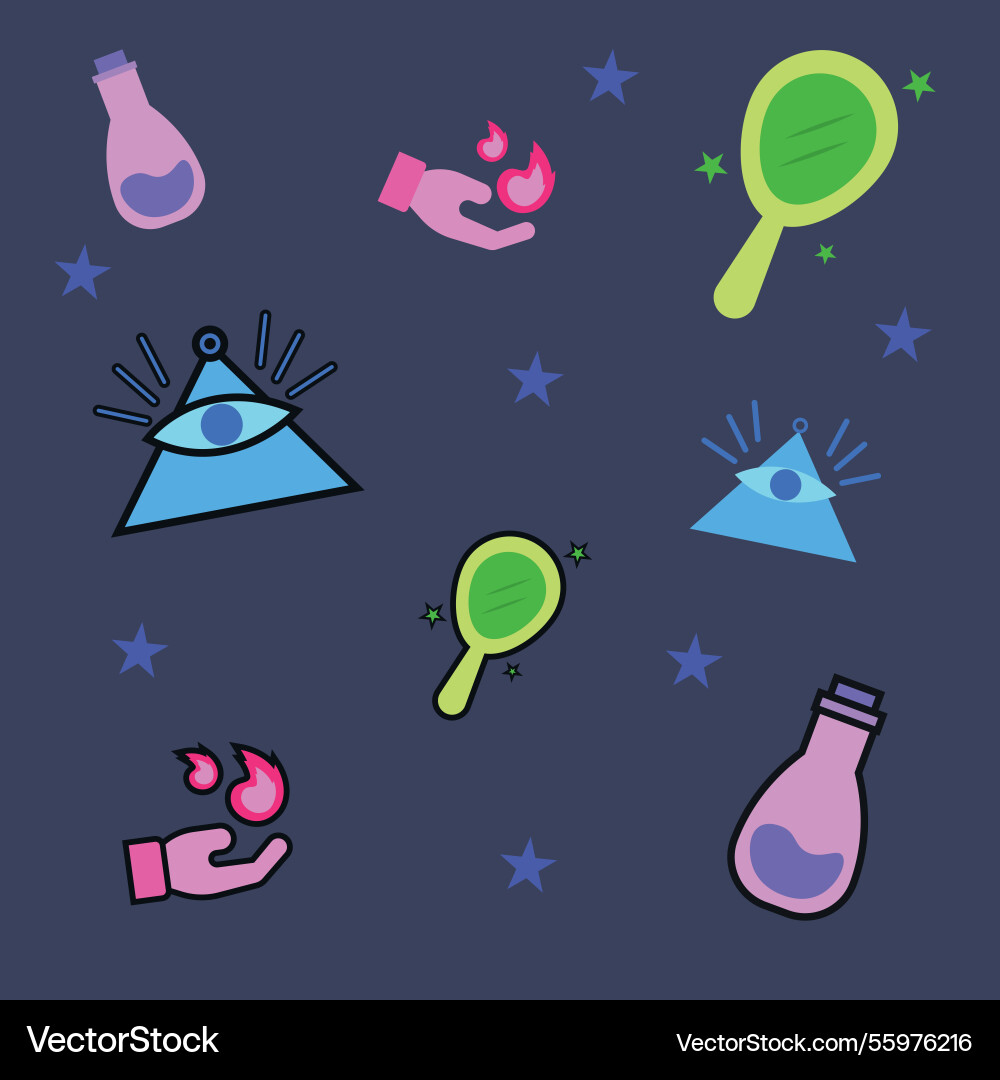 Colored pattern background with different magic vector image