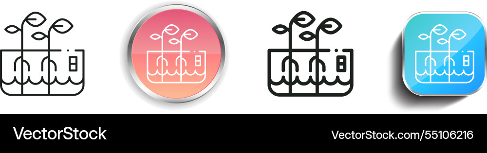 Hydroponic icon thin linear regular and button vector image