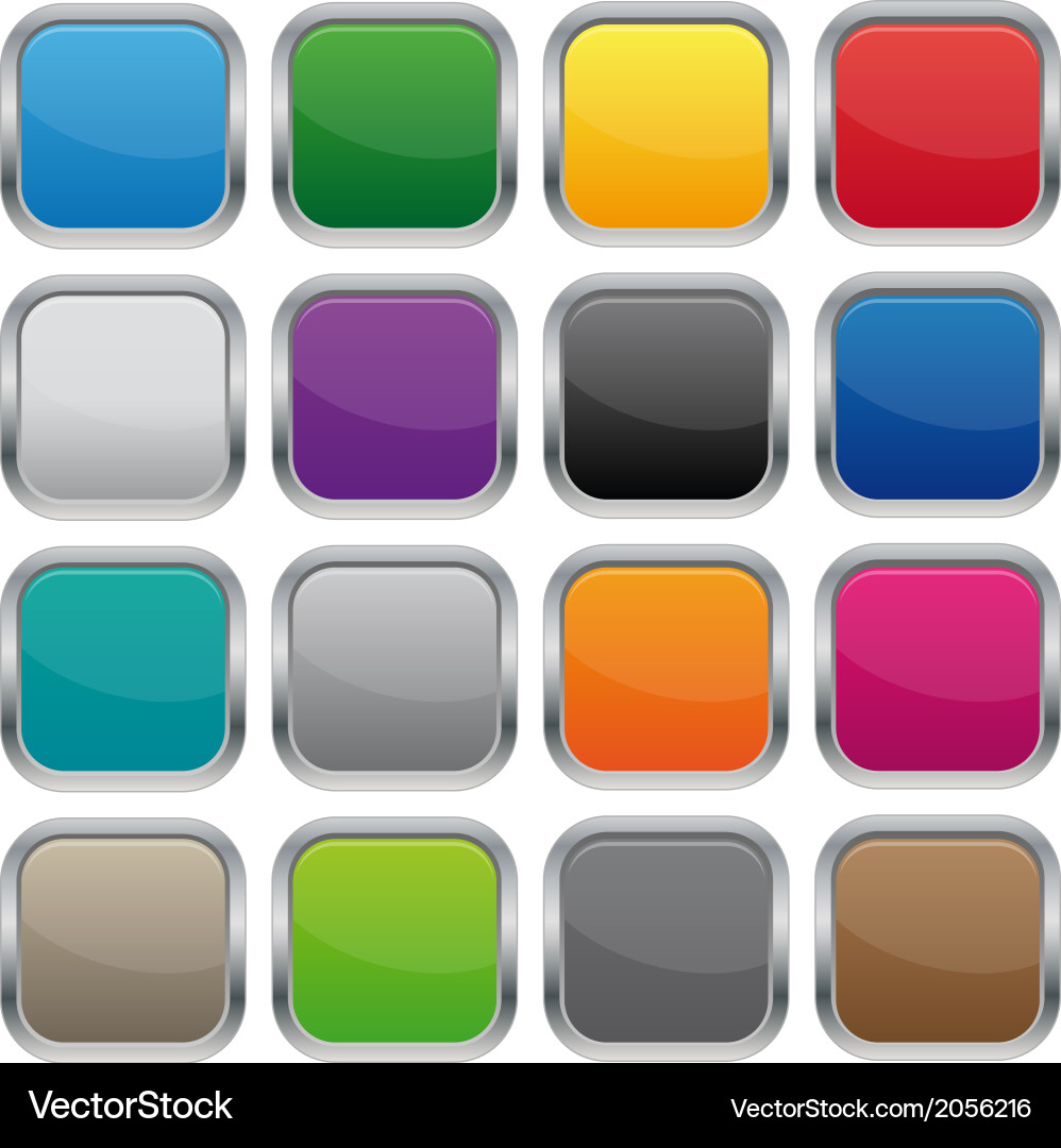 Metallic square buttons vector image