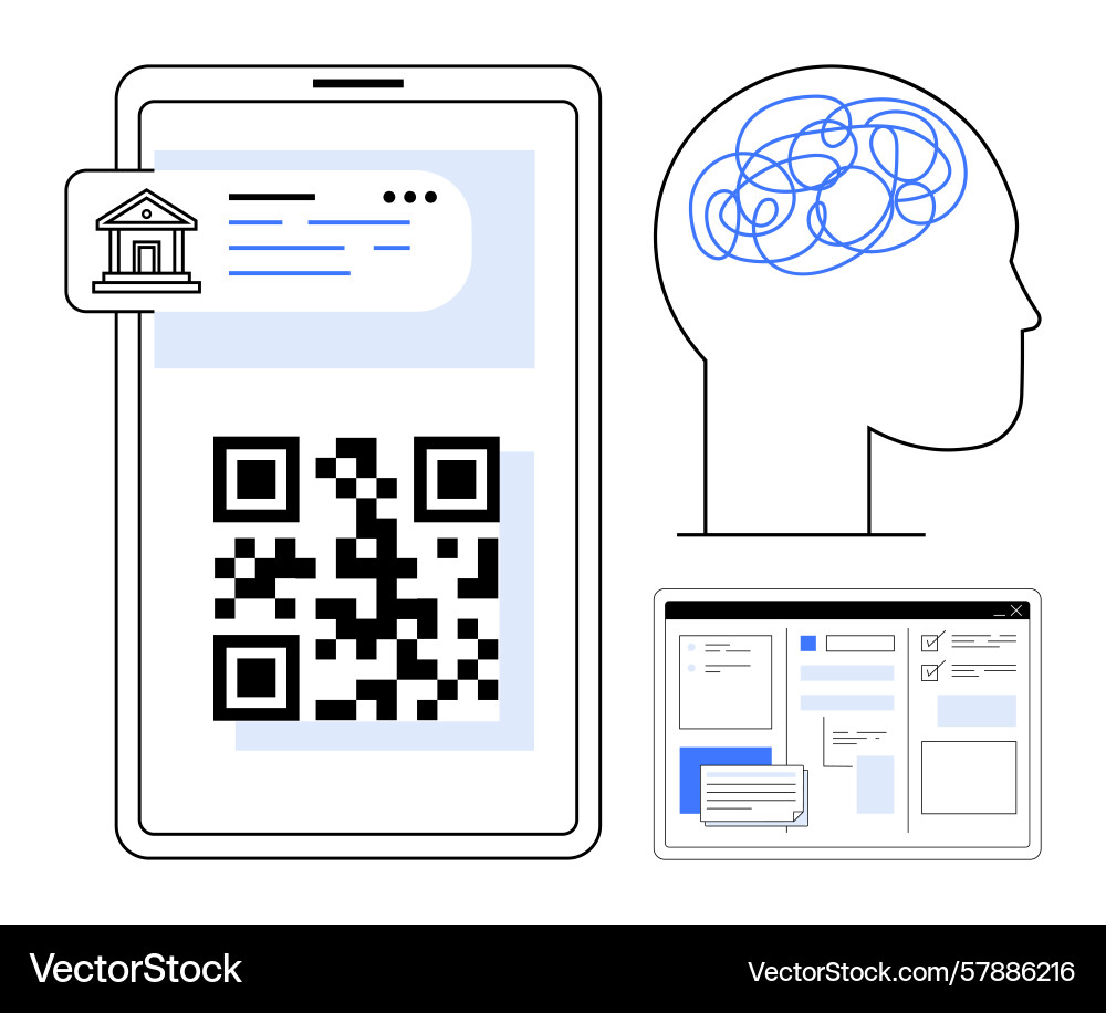 Qr code payment digital banking and data flow Qr code payment digital banking and data flow vector image