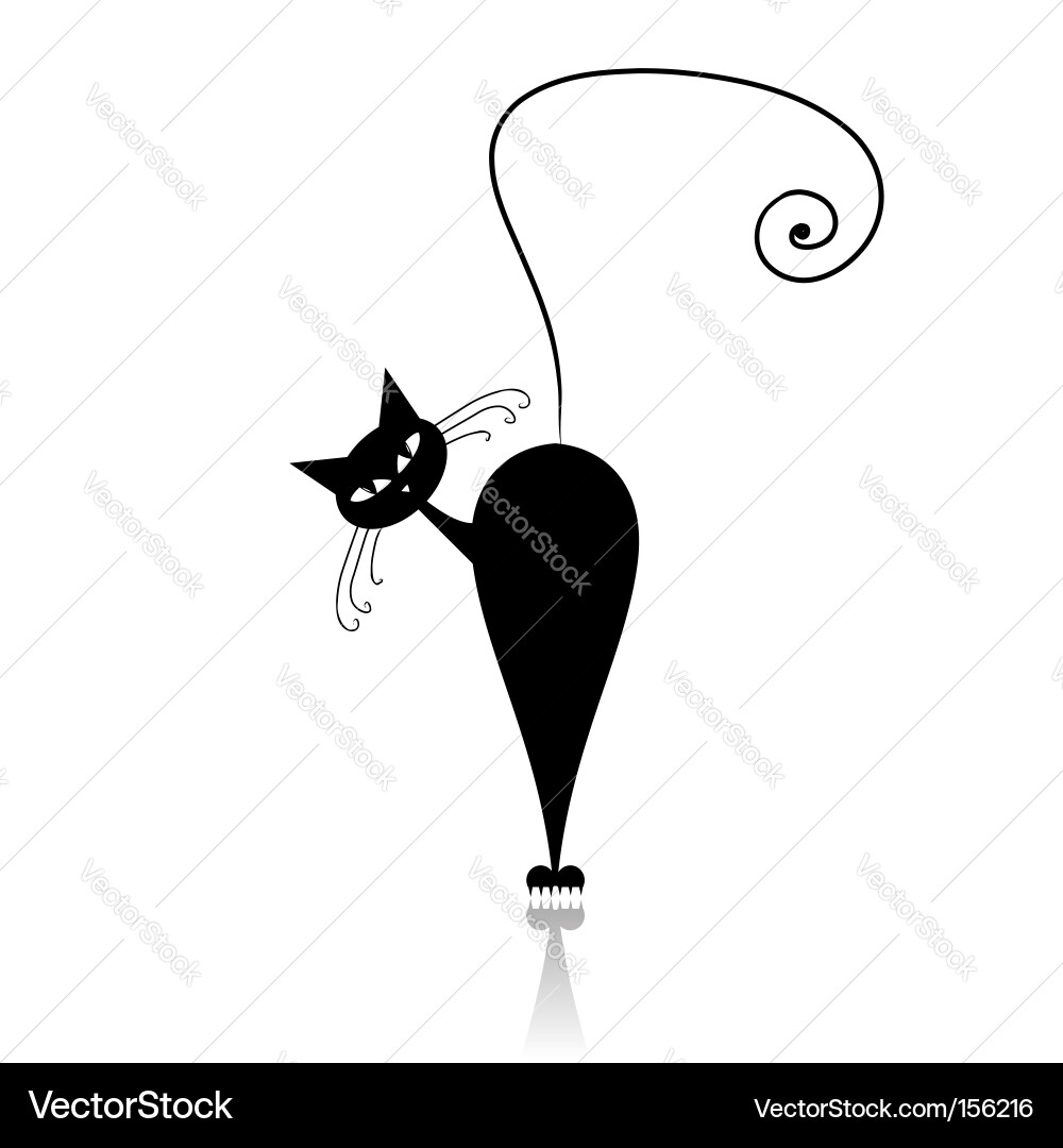 Schwarze Katze Silhouette Vektorbild