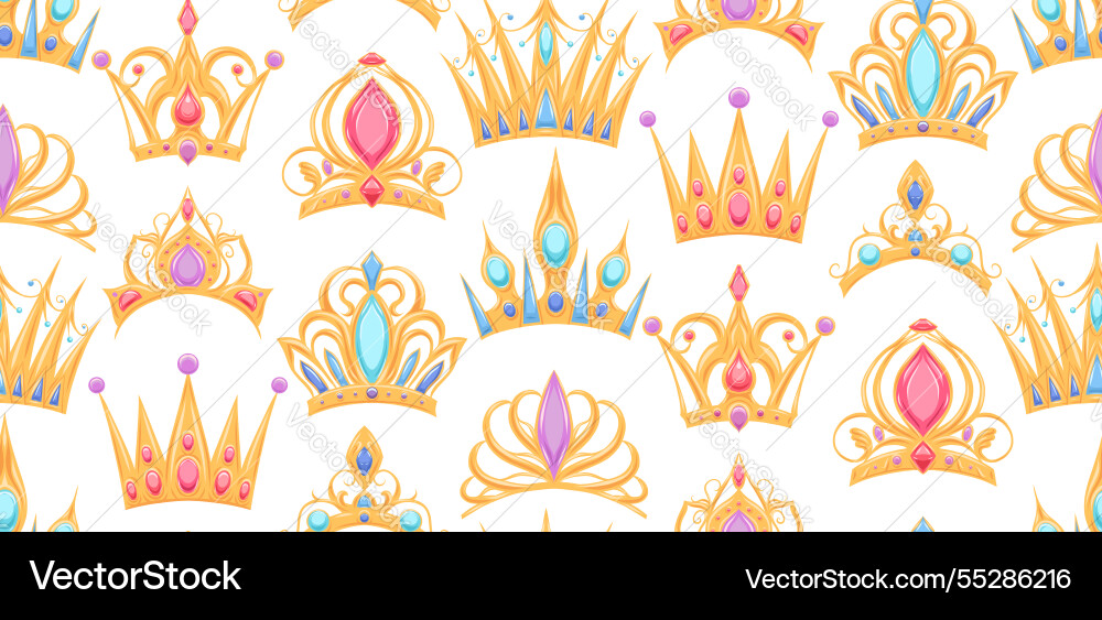 Seamless pattern with golden crowns in row Seamless pattern with golden crowns in row vector image