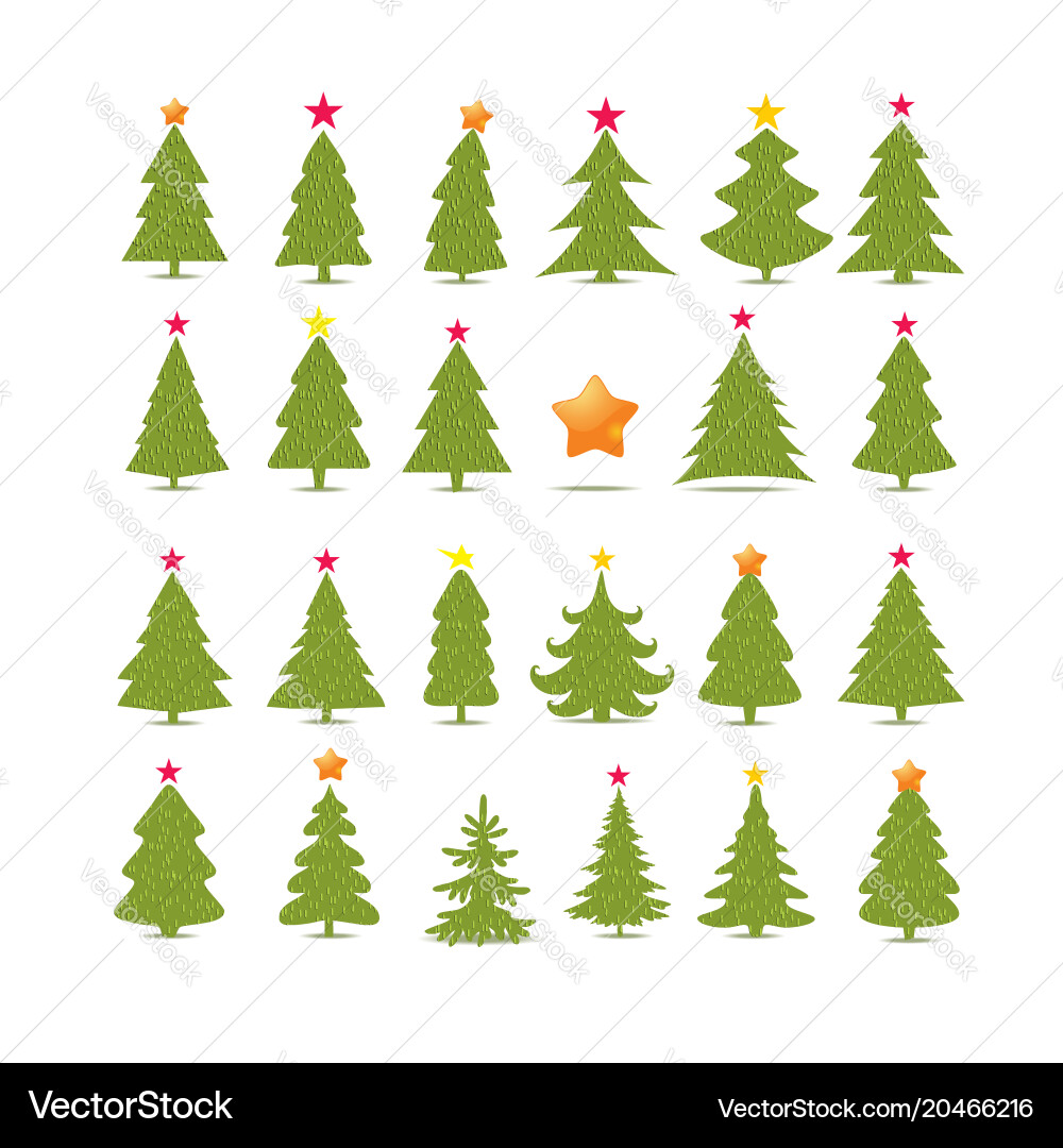 Set of different fir trees on white background Vector Image