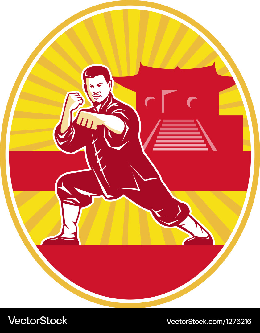 Shaolin Monk in Fighting Pose vector image