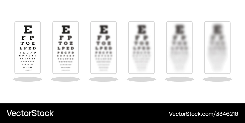 Sharp and five unsharp snellen chart Vector Image