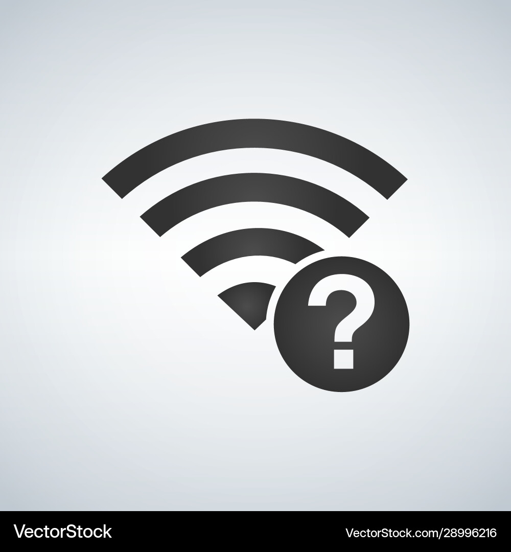Wifi connection signal icon with question mark Wifi connection signal icon with question mark Vector Image