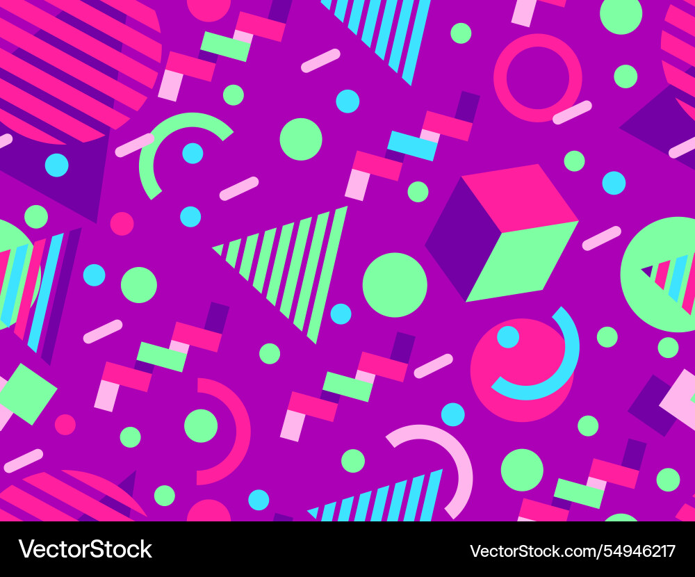 Geometric seamless pattern with memphis elements Vector Image
