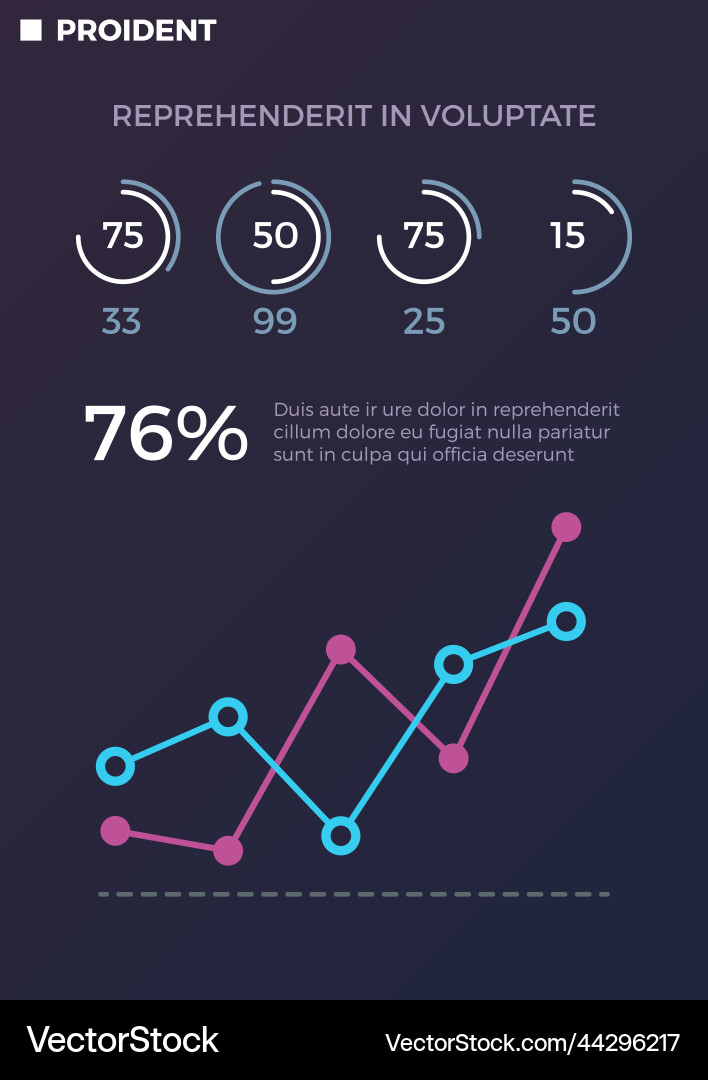 Presentation slide template line chart data Presentation slide template line chart data vector image