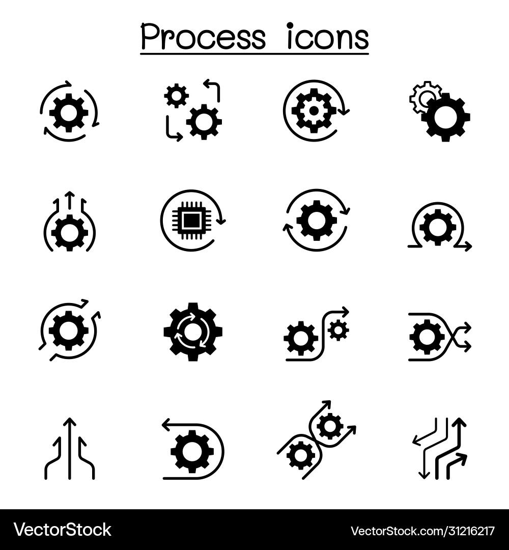 Process Icon Set - Workflow & Systems vector image