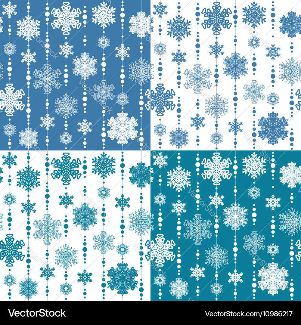 Set of seamless patterns with snowflakes vector image