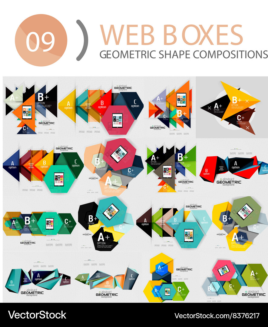 Set of web internet boxes with buttons and sample Vector Image