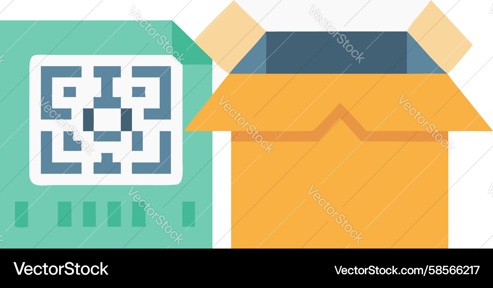 Shipping Box with QR Code Vector Image