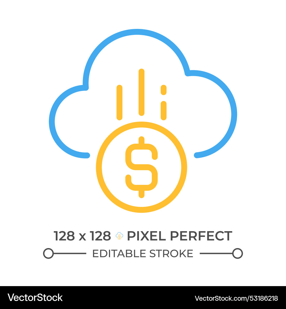Cloud payment two color line icon vector image