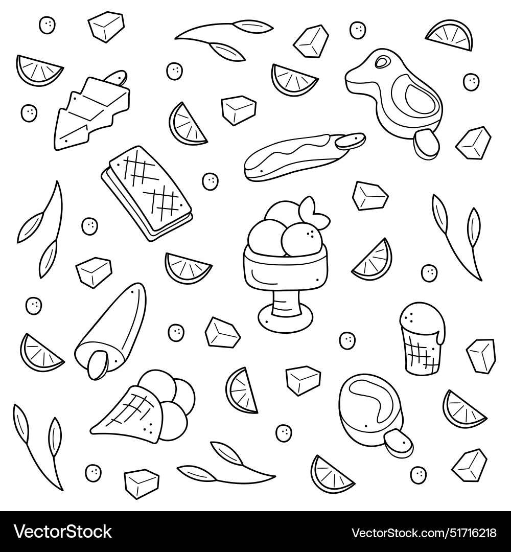 Doodle set with different types of ice cream Vector Image