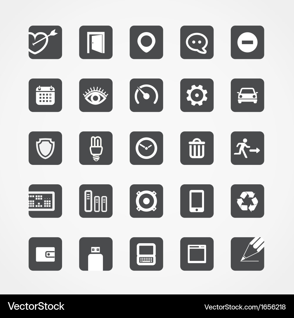 Modern square web icons collection Vector Image