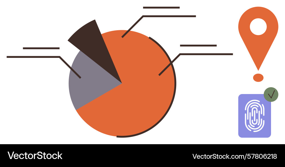 Pie chart data with geolocation marker Pie chart data with geolocation marker vector image
