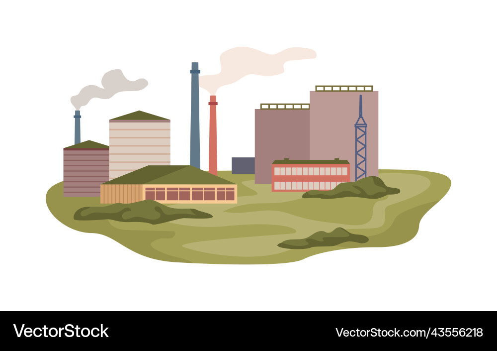 Power plant tubes and smoke industrial factory Power plant tubes and smoke industrial factory vector image