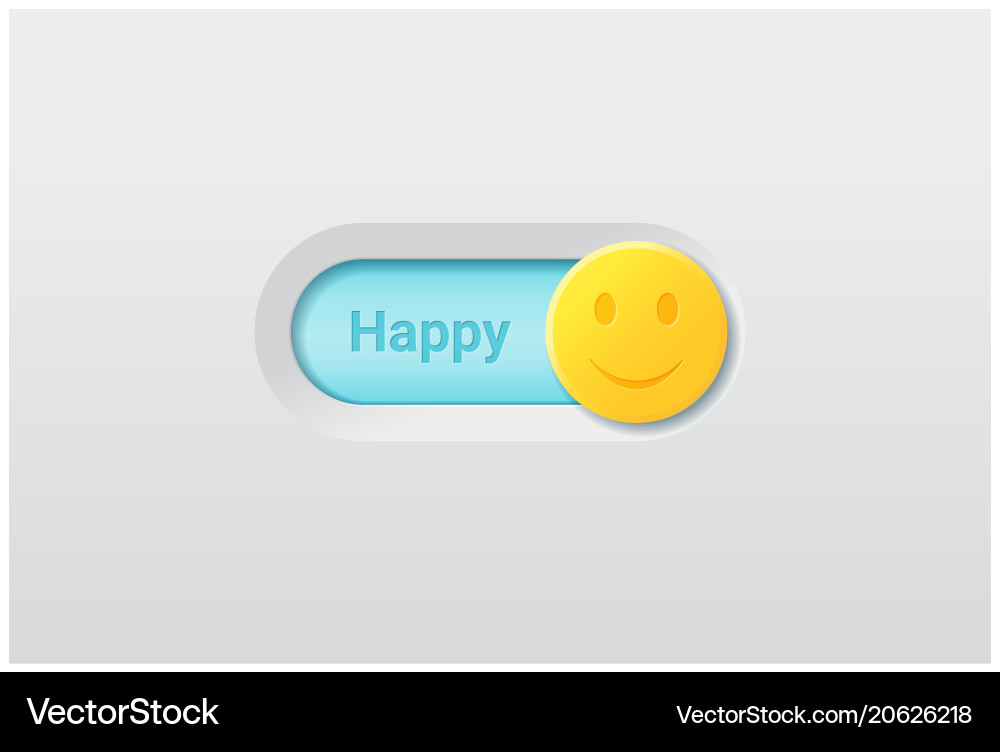 Switch control turn on represent happy emotion Switch control turn on represent happy emotion vector image