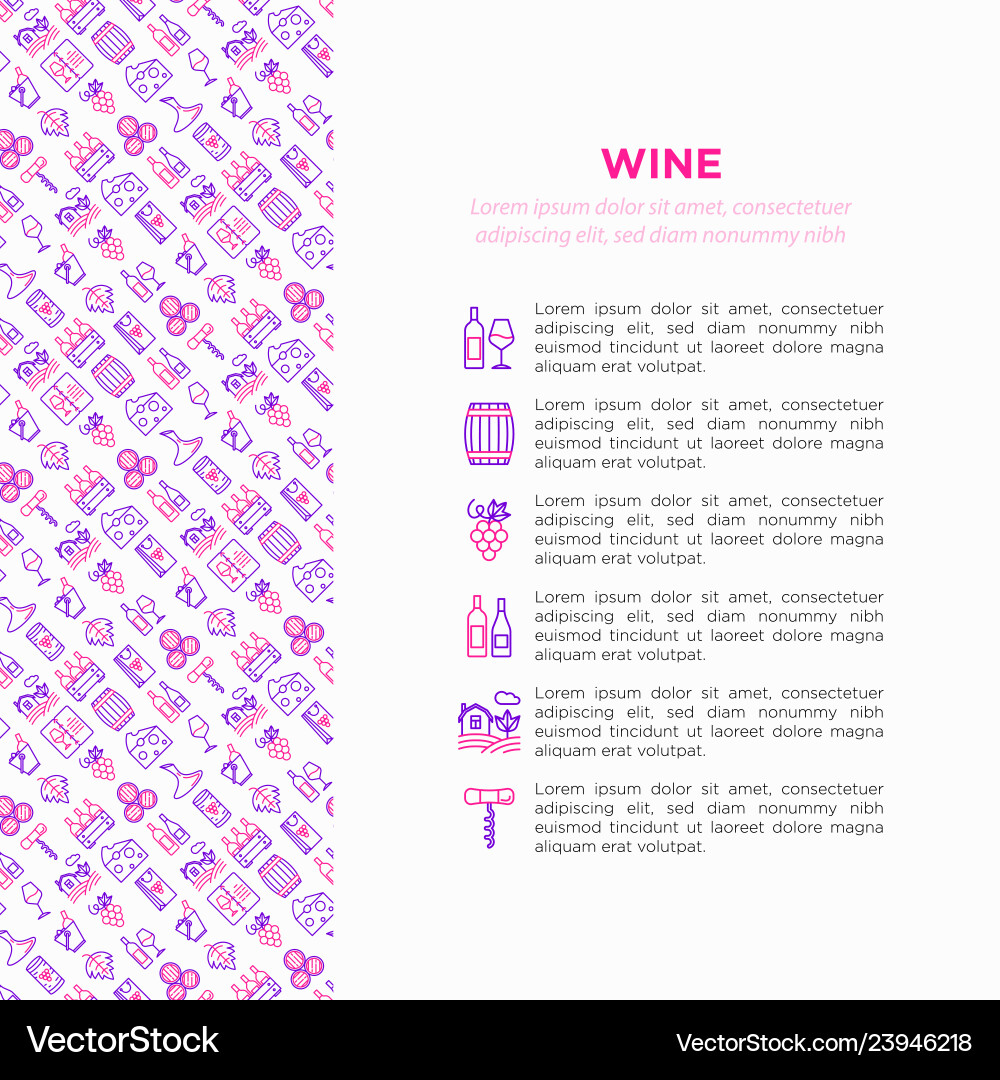 Wine concept with thin line icons Vector Image