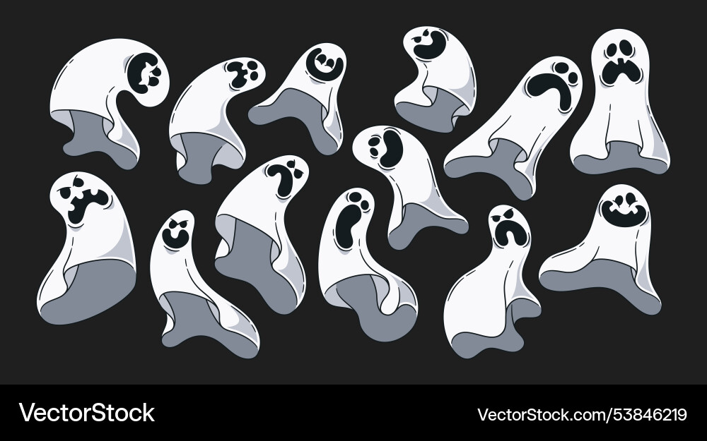 Collection of cartoon ghosts displaying different Vector Image