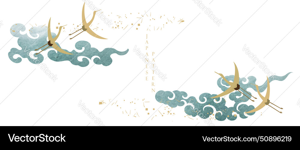 Japanese background with crane birds or herons Japanese background with crane birds or herons vector image