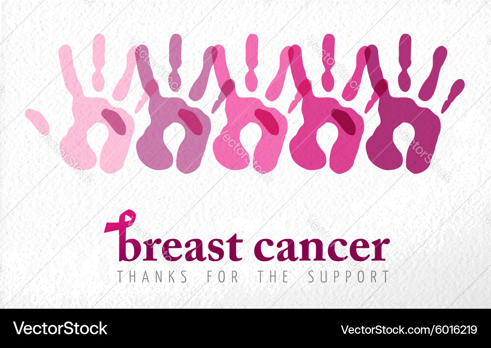 Pink Handprint Breast Cancer Support vector image