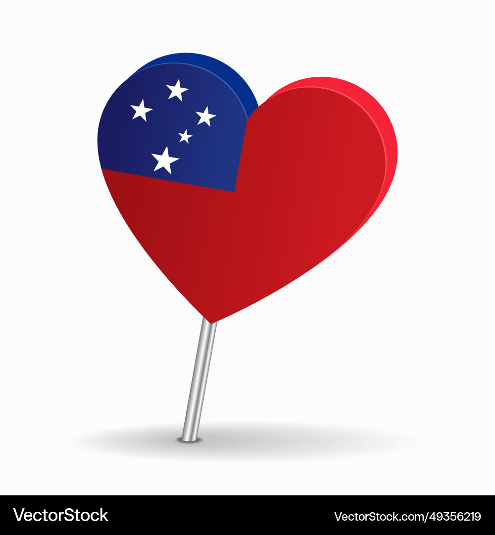 Samoan flag heart-shaped map pointer layout vector image