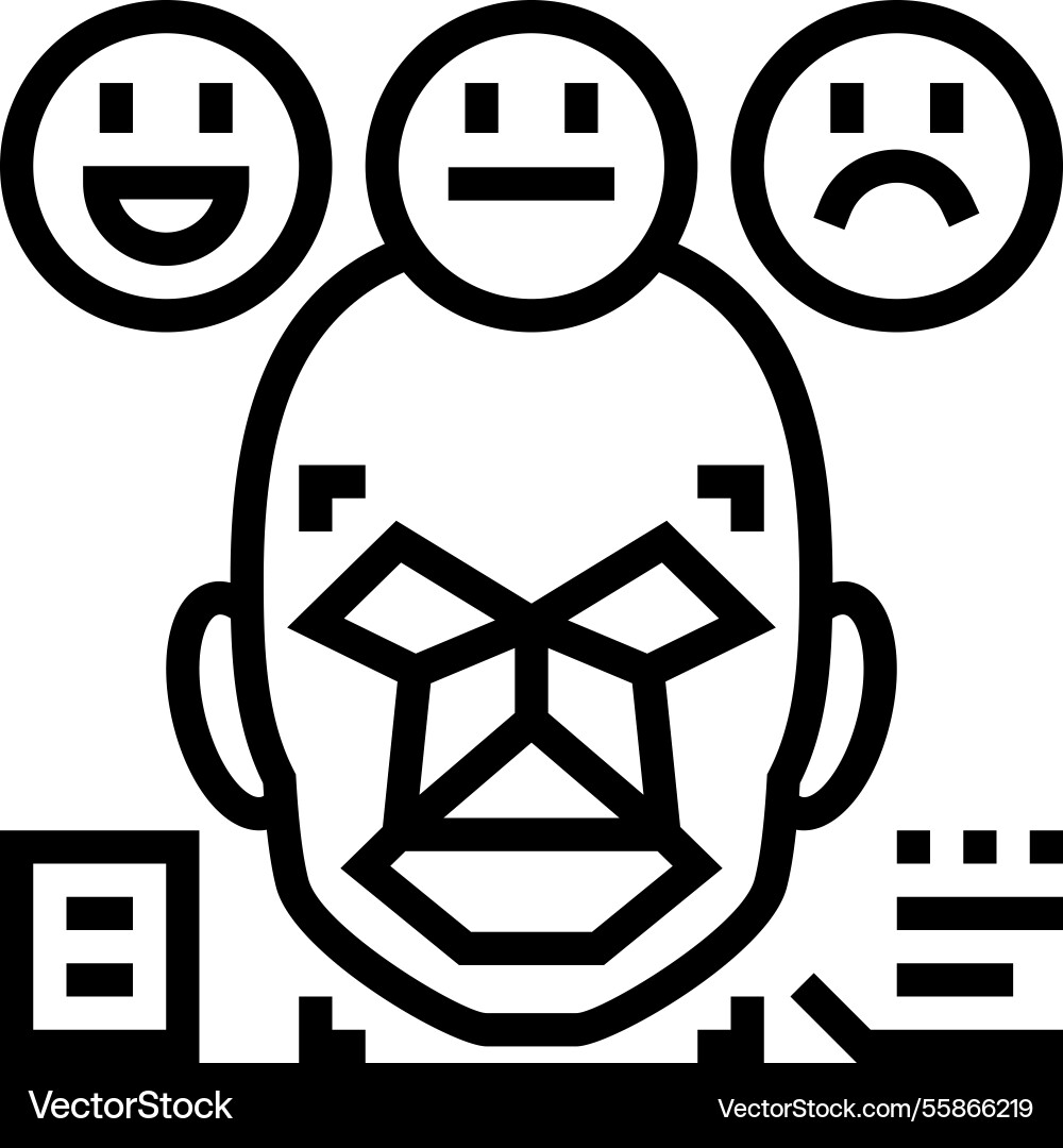 Sentiment analysis face nlp line icon vector image