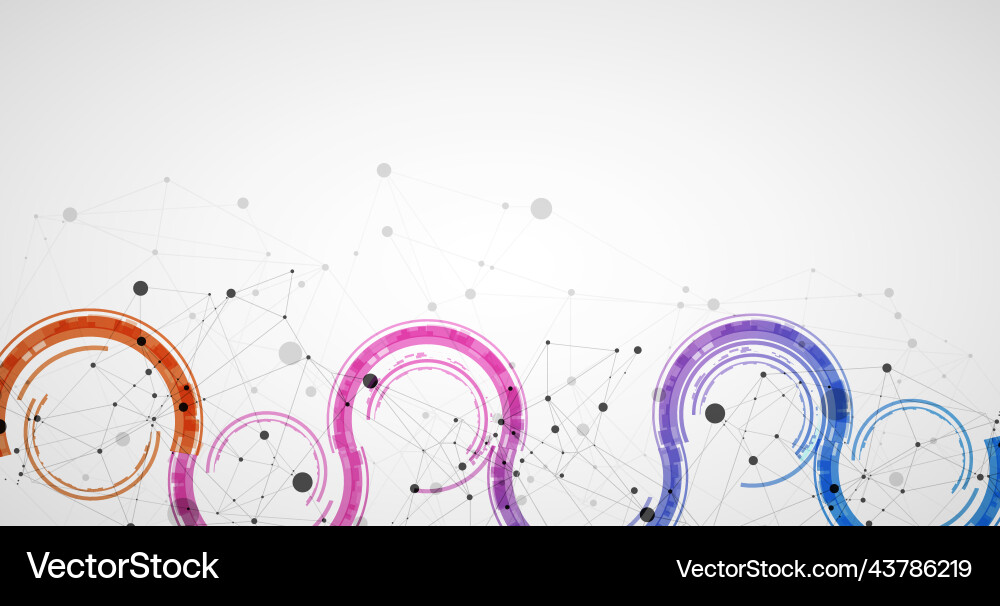 Technical background with plexus effect and wave Technical background with plexus effect and wave vector image