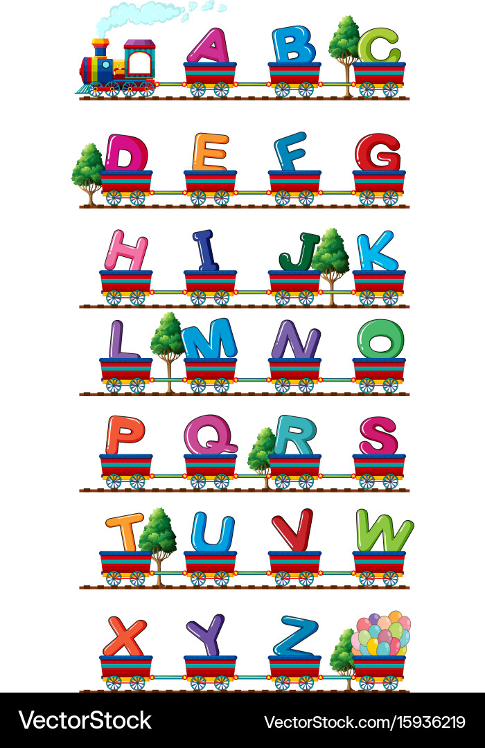 Train with Alphabet Letters Vector Image