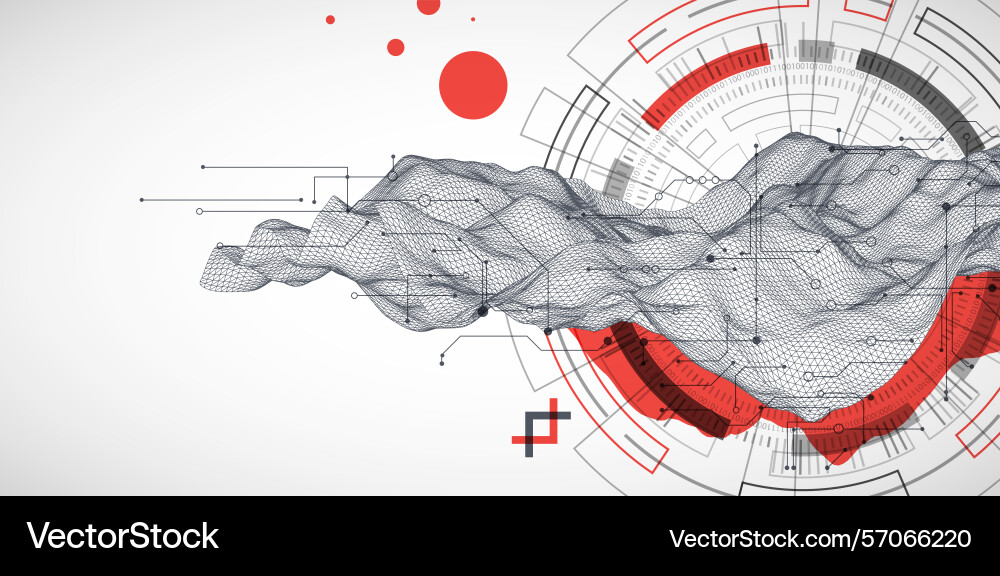 Abstract data background with wireframe wave vector image