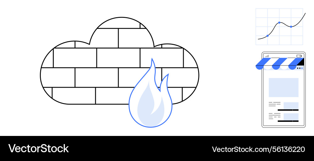 Cloud firewall security with performance analytics Cloud firewall security with performance analytics vector image