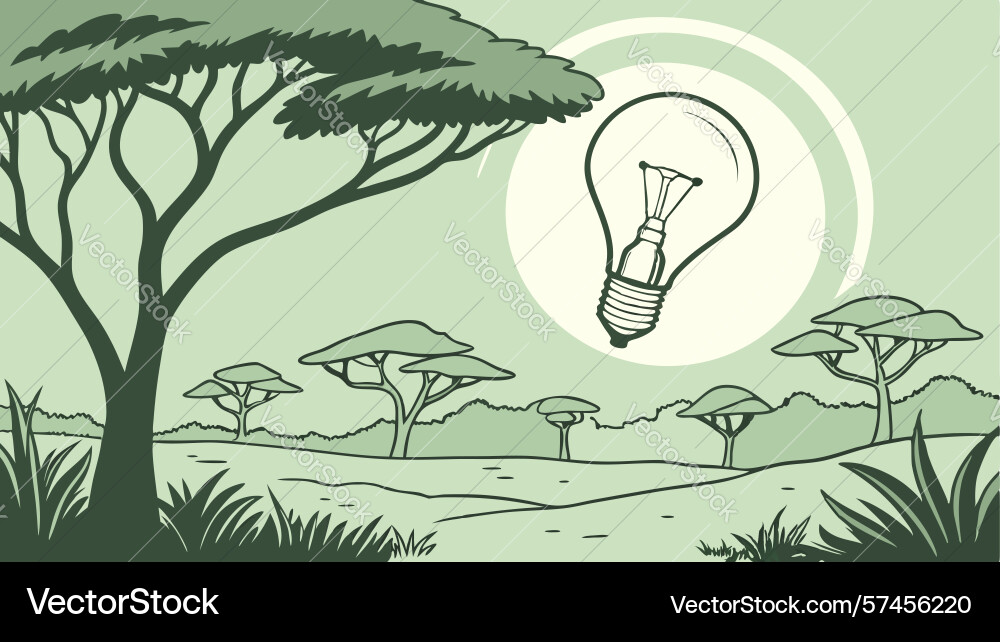 Conceptual lightbulb bare tree in minimalist vector image