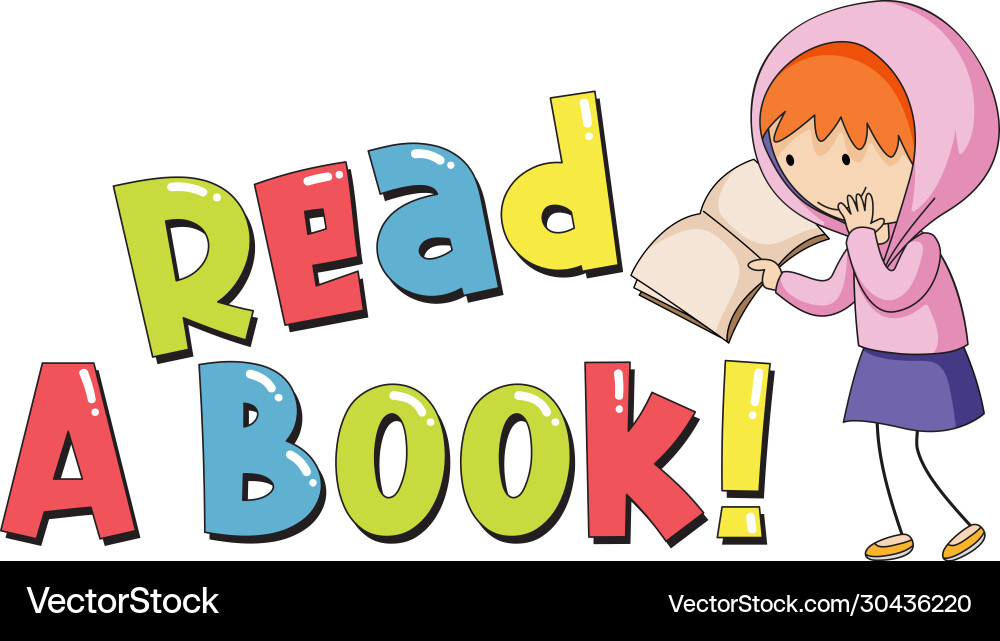 Font design for read a book with kid reading vector image