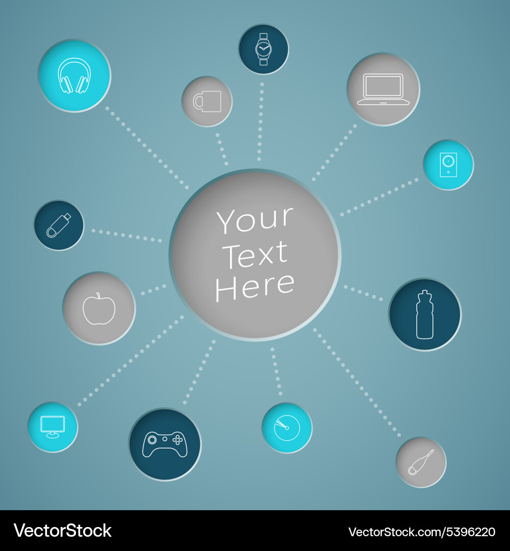 Infographic text circle with links to object icons vector image