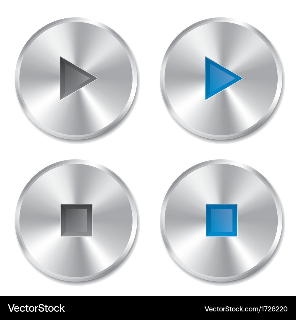 Realistic metallic play and stop player buttons Vector Image