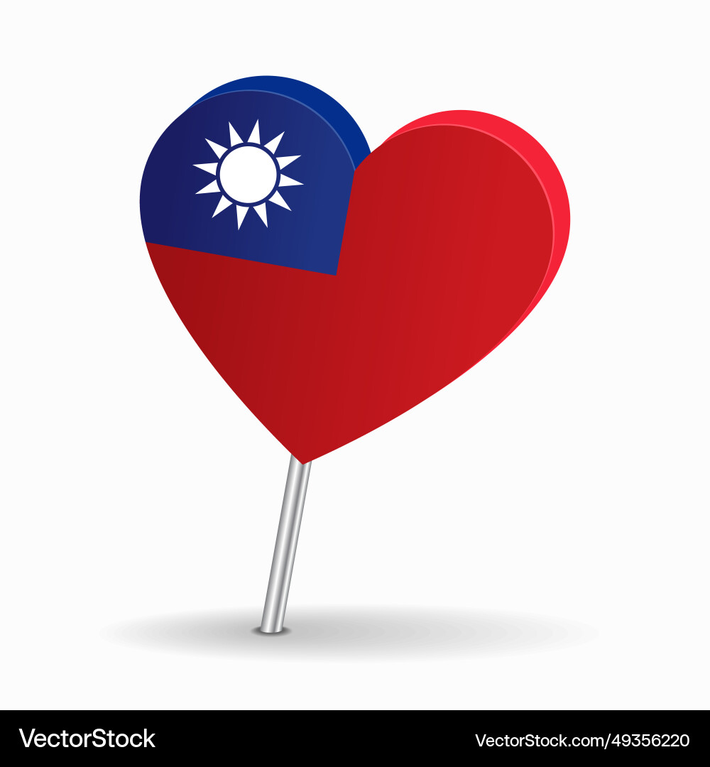 Taiwan flag heart-shaped map pointer layout Vector Image