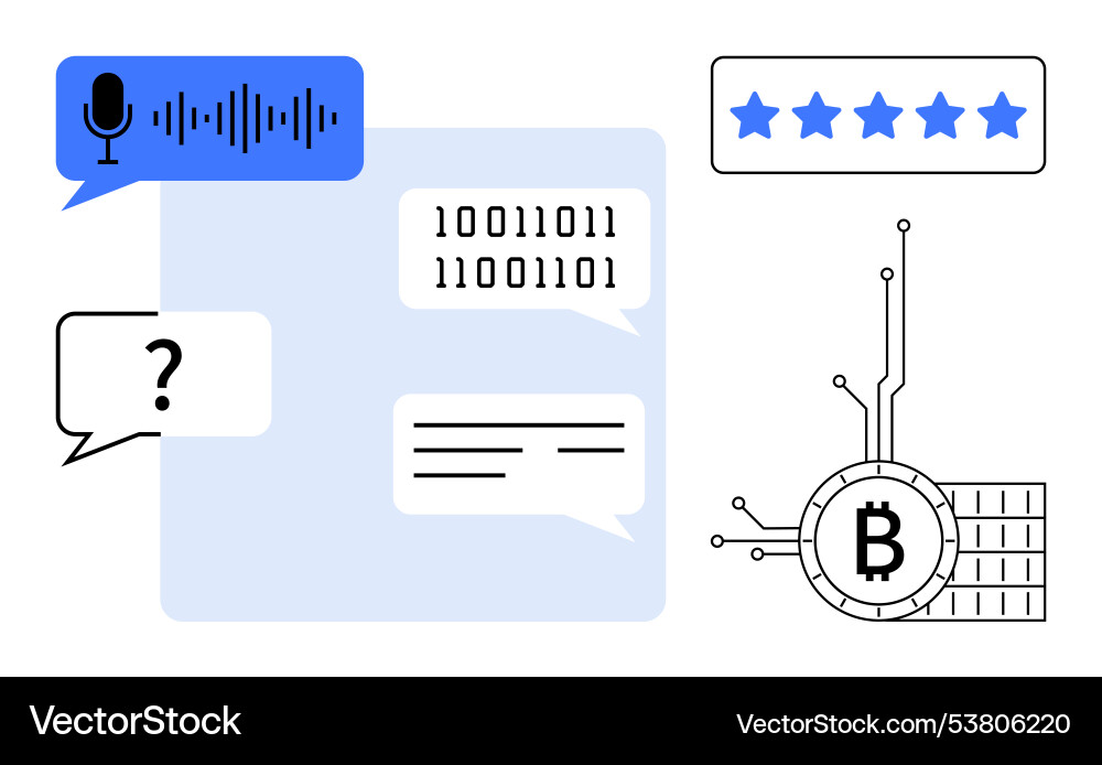 Technology elements with chat bubbles binary code Technology elements with chat bubbles binary code vector image