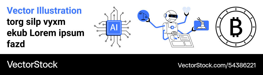 Ai and cryptocurrency integration smart robots Ai and cryptocurrency integration smart robots vector image