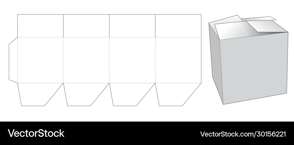 Folding gift box die cut template Folding gift box die cut template vector image