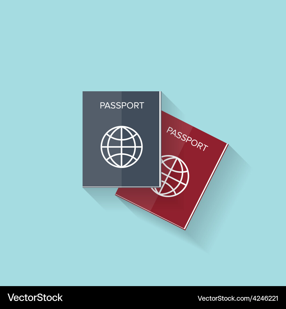 Passport Icon - Flat Web Style vector image