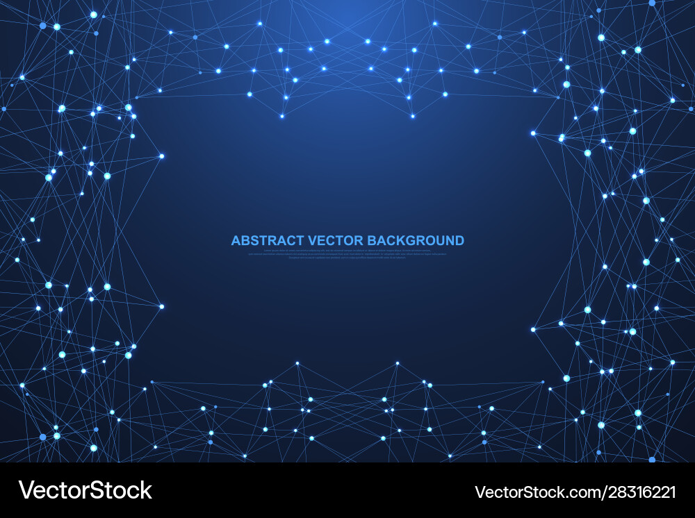 Polygonal science background with connecting dots vector image