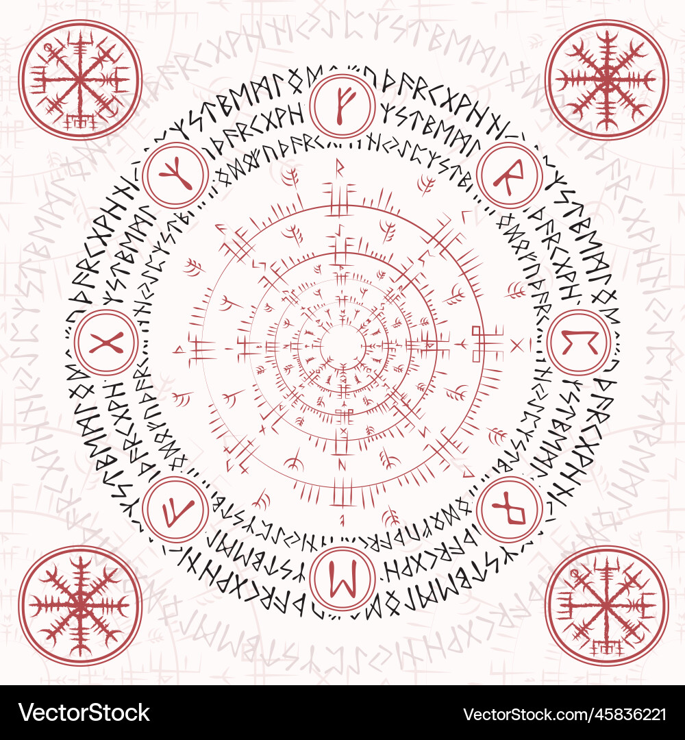 Runic alphabet black and red symbols Royalty Free Vector