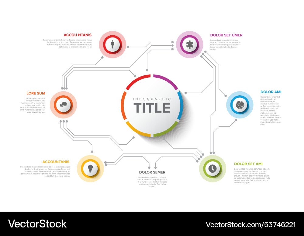 Simple colorful circular circuit infographic Simple colorful circular circuit infographic vector image