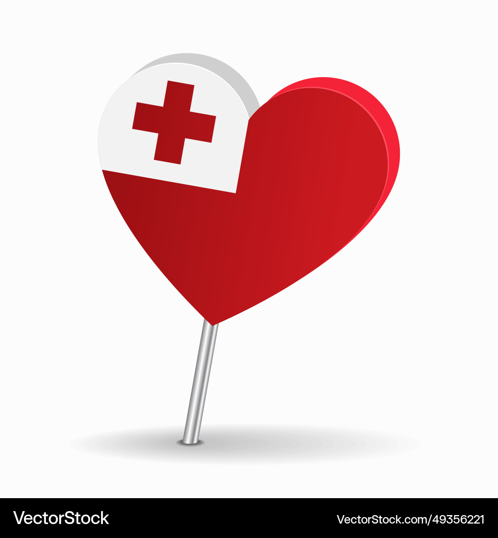 Tonga flag heart-shaped map pointer layout Tonga flag heart-shaped map pointer layout vector image