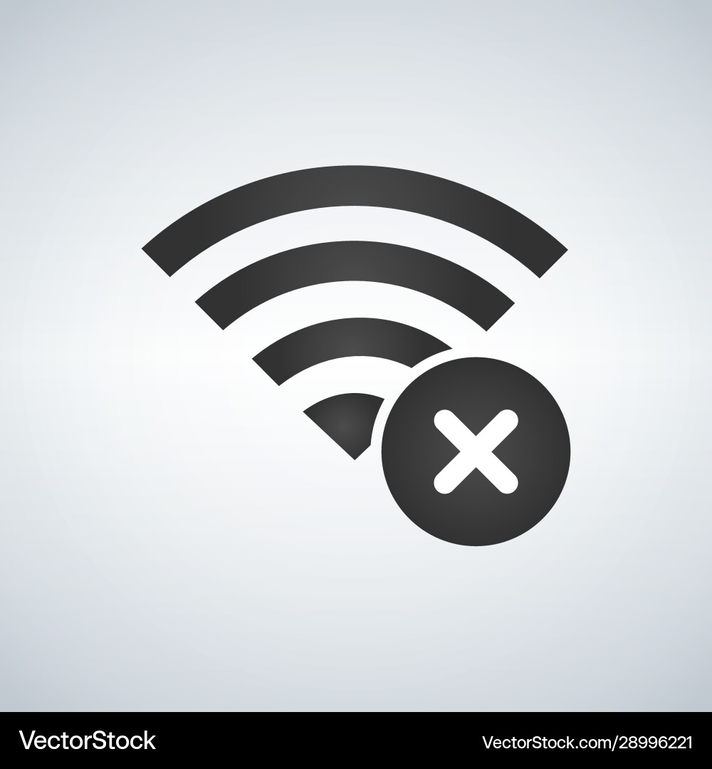 Wifi connection signal icon with cross or delete vector image