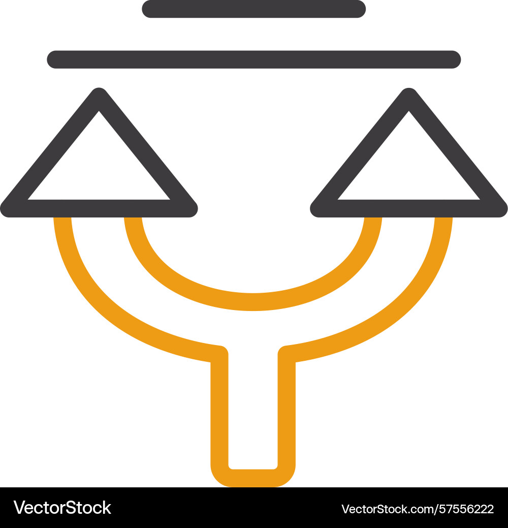Arrow split up two color icon Vector Image