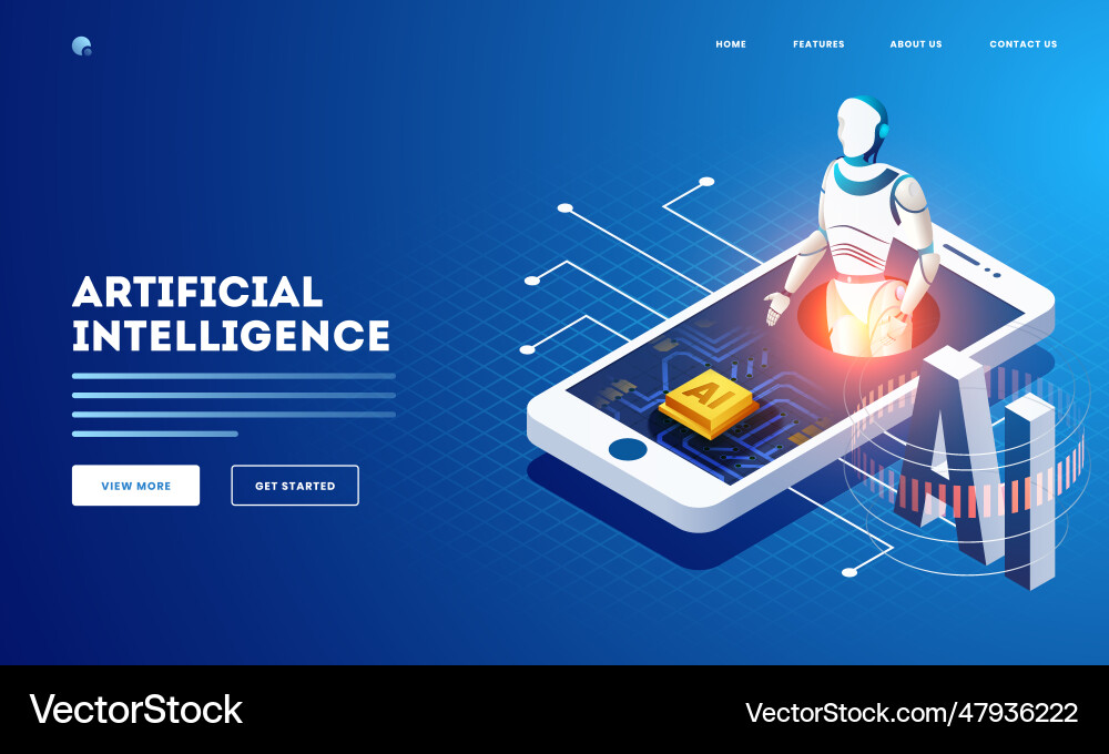 Artificial intelligence concept based web banner vector image