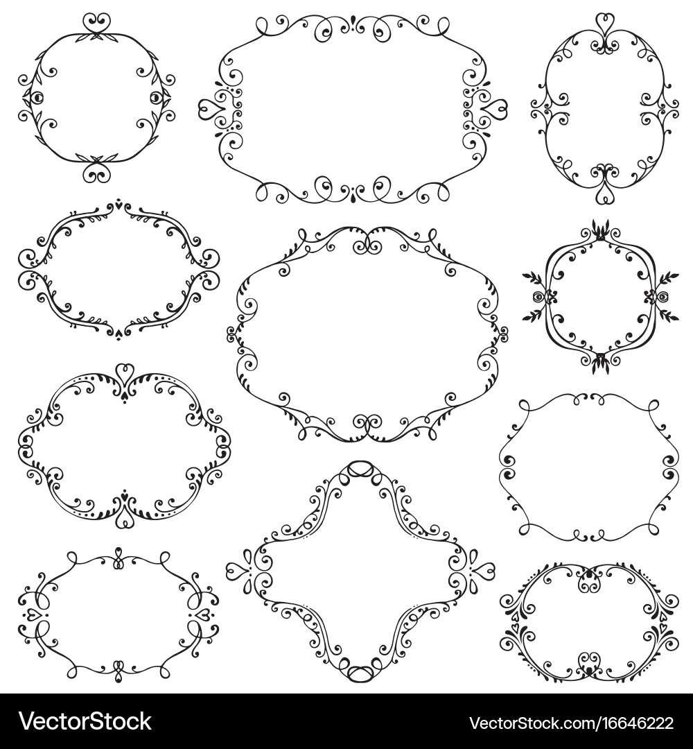 Floral Frame Collection - Hand Drawn Branches vector image