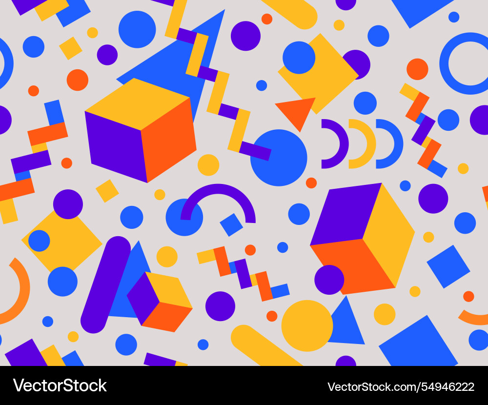 Geometric seamless pattern with memphis elements Geometric seamless pattern with memphis elements vector image